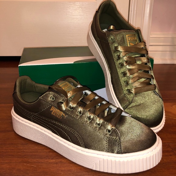 puma basket platform satin